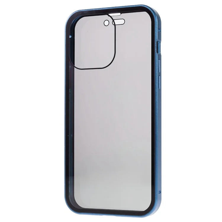 For iPhone 16 Pro Max Anti-Spy Case Magnetic Metal Frame + Double-Sided Tempered Glass Phone Cover