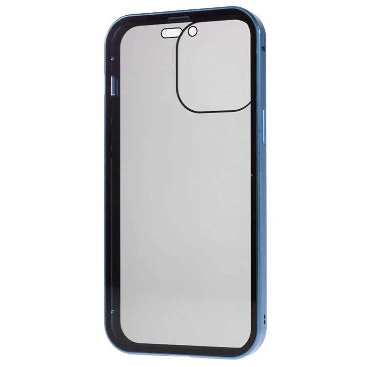 For iPhone 16 Pro Max Anti-Spy Case Magnetic Metal Frame + Double-Sided Tempered Glass Phone Cover
