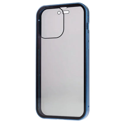 For iPhone 16 Pro Max Anti-Spy Case Magnetic Metal Frame + Double-Sided Tempered Glass Phone Cover