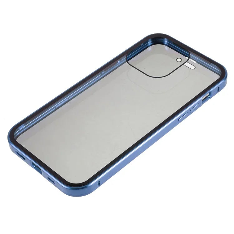 For iPhone 16 Pro Max Anti-Spy Case Magnetic Metal Frame + Double-Sided Tempered Glass Phone Cover