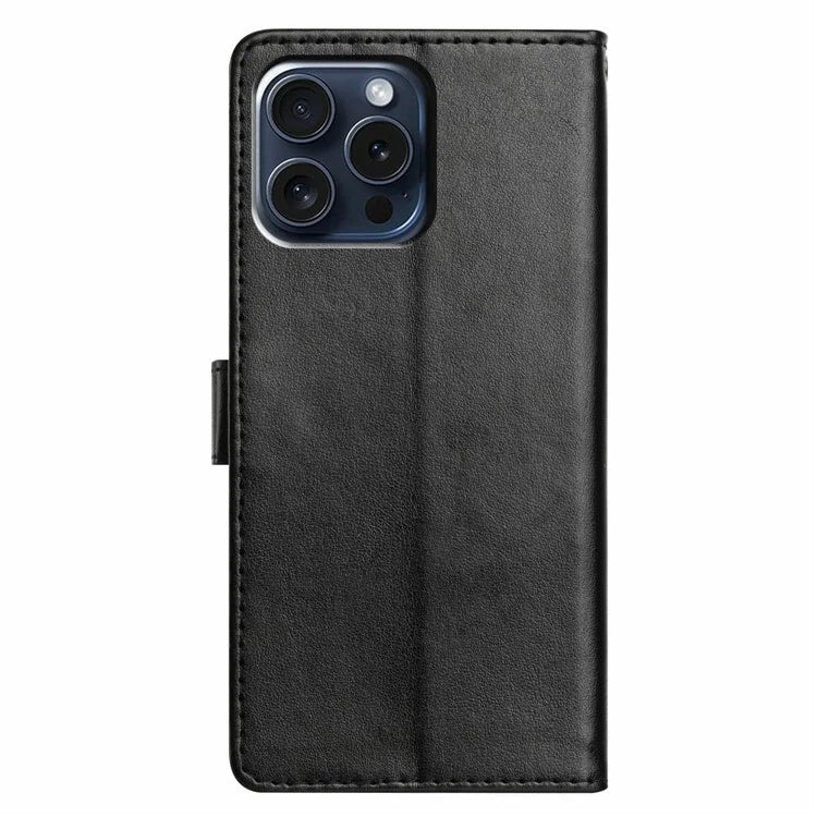 For iPhone 13 Pro Max Leather Phone Case Wallet Stand Cover with Handy Strap