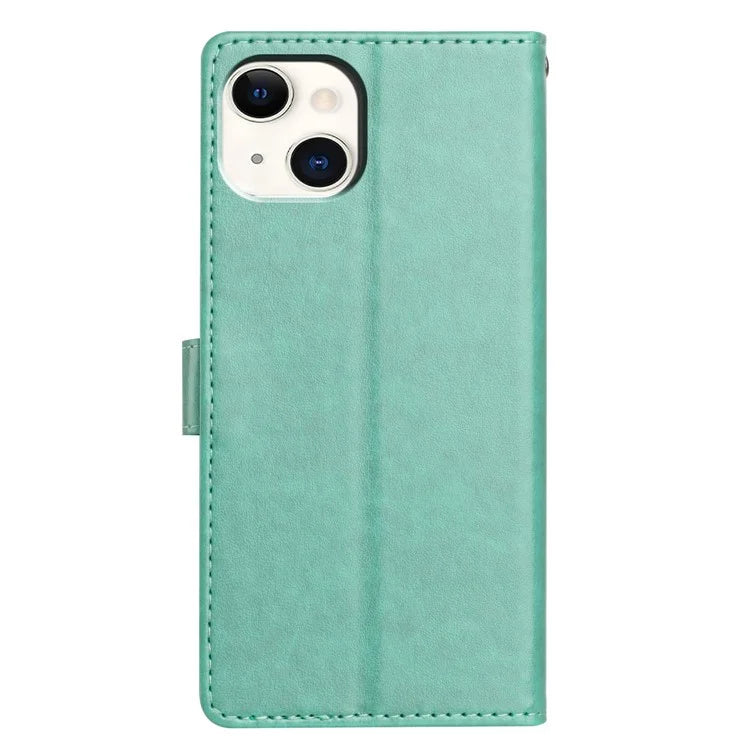 For iPhone 14 Plus Leather Phone Case Wallet Stand Cover with Handy Strap