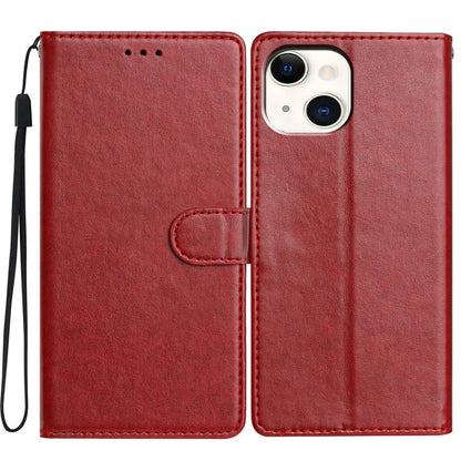 For iPhone 15 Leather Phone Case Wallet Stand Cover with Handy Strap