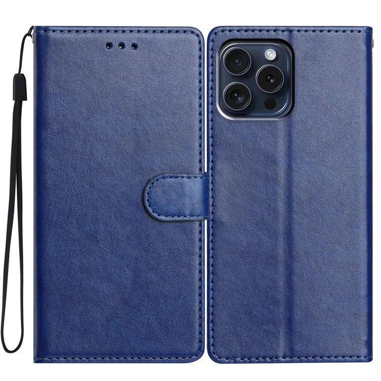 For iPhone 14 Pro Max Leather Phone Case Wallet Stand Cover with Handy Strap