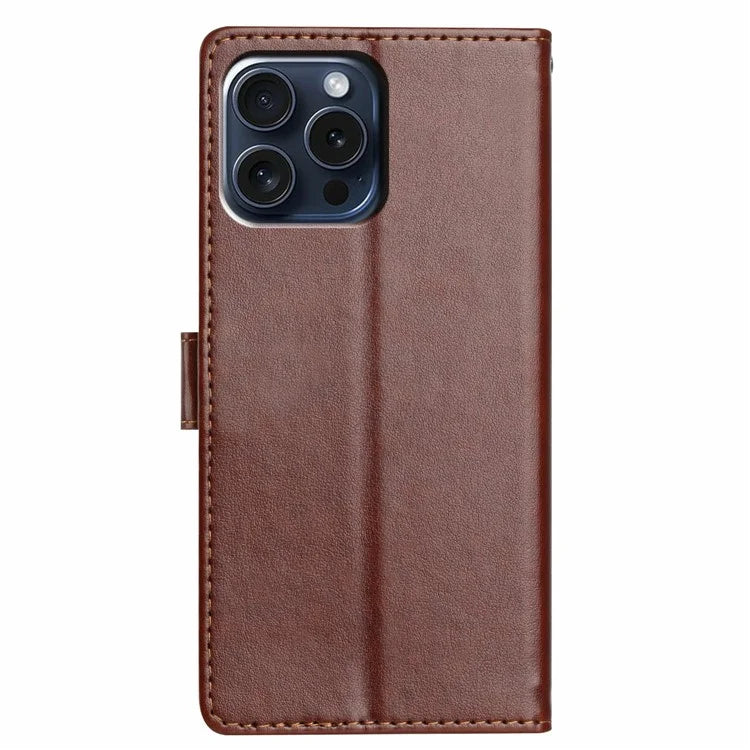 For iPhone 14 Pro Max Leather Phone Case Wallet Stand Cover with Handy Strap