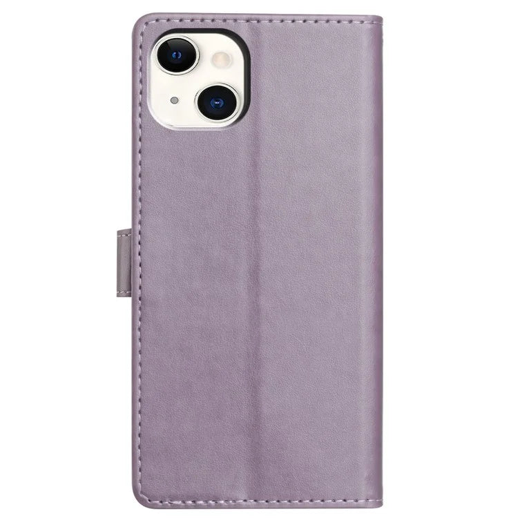 For iPhone 15 Plus Leather Phone Case Wallet Stand Cover with Handy Strap