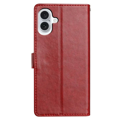 For iPhone 16 Plus Leather Phone Case Wallet Stand Cover with Handy Strap