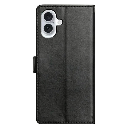 For iPhone 16 Plus Leather Phone Case Wallet Stand Cover with Handy Strap
