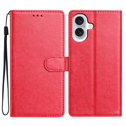 For iPhone 16 Plus Leather Phone Case Wallet Stand Cover with Handy Strap