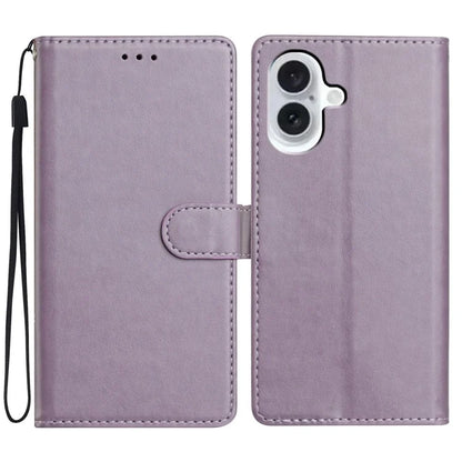 For iPhone 16 Plus Leather Phone Case Wallet Stand Cover with Handy Strap
