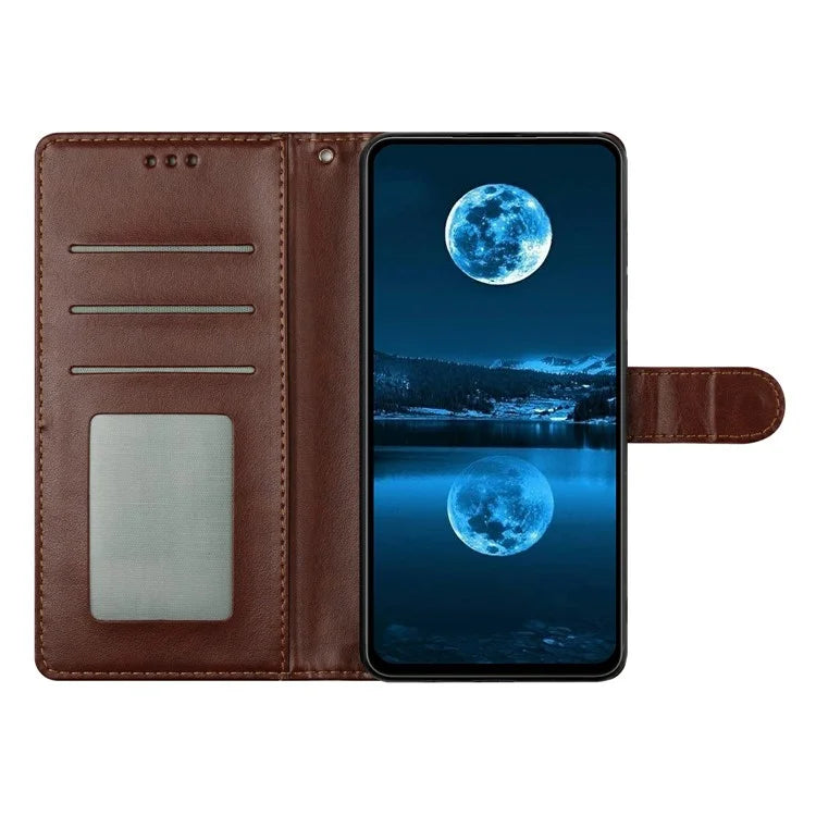 For iPhone 16 Plus Leather Phone Case Wallet Stand Cover with Handy Strap