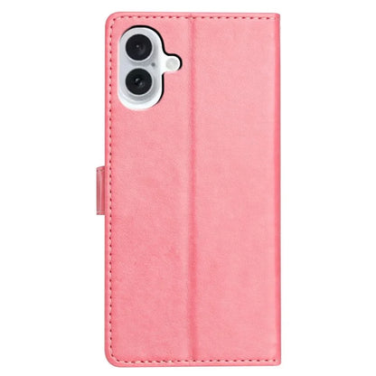 For iPhone 16 Plus Leather Phone Case Wallet Stand Cover with Handy Strap