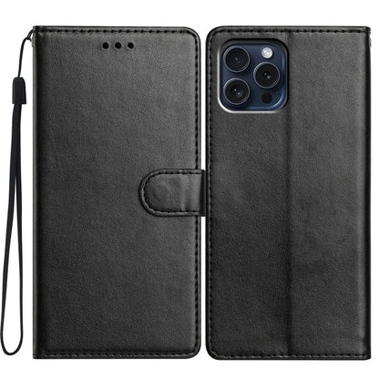 For iPhone 16 Pro Leather Phone Case Wallet Stand Cover with Handy Strap