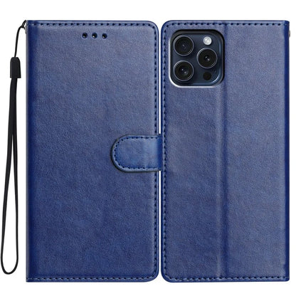 For iPhone 16 Pro Leather Phone Case Wallet Stand Cover with Handy Strap