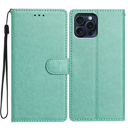For iPhone 16 Pro Leather Phone Case Wallet Stand Cover with Handy Strap