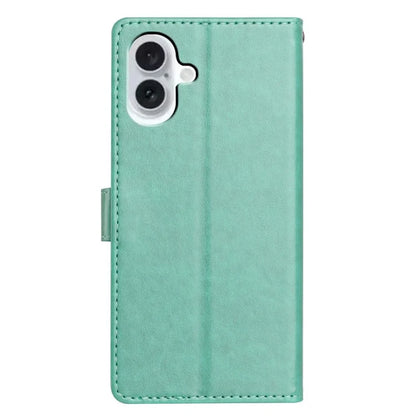 For iPhone 16 Leather Phone Case Wallet Stand Cover with Handy Strap