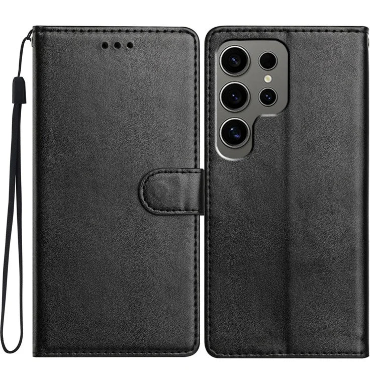 For Samsung Galaxy S24 Ultra Leather Phone Case Wallet Stand Cover with Handy Strap
