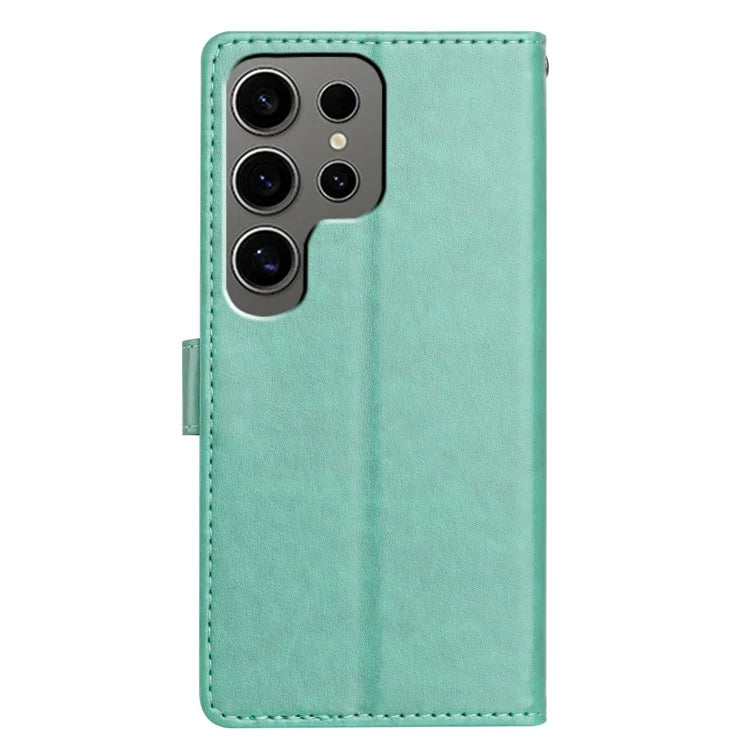 For Samsung Galaxy S24 Ultra Leather Phone Case Wallet Stand Cover with Handy Strap
