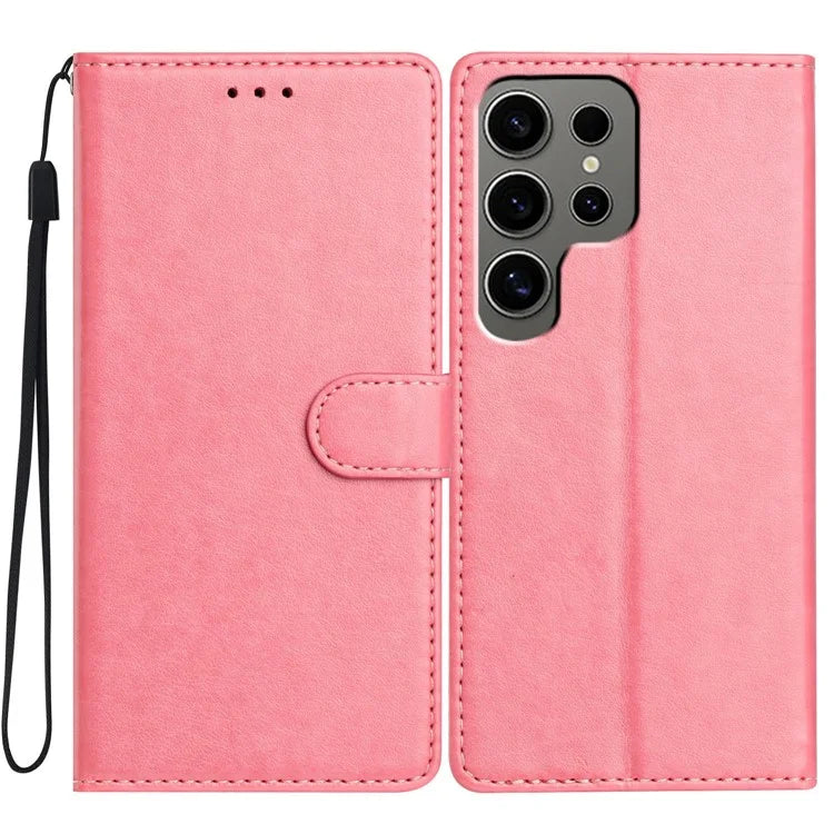 For Samsung Galaxy S24 Ultra Leather Phone Case Wallet Stand Cover with Handy Strap