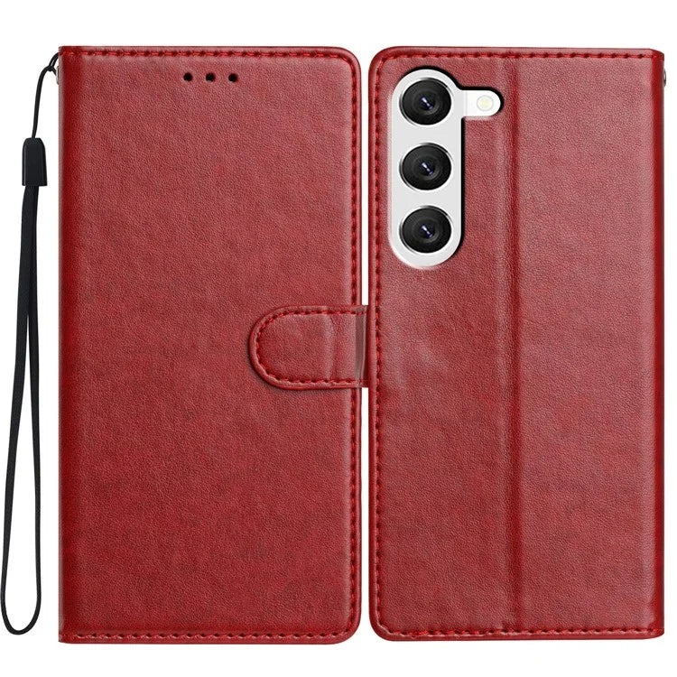 For Samsung Galaxy S23 Leather Phone Case Wallet Stand Cover with Handy Strap