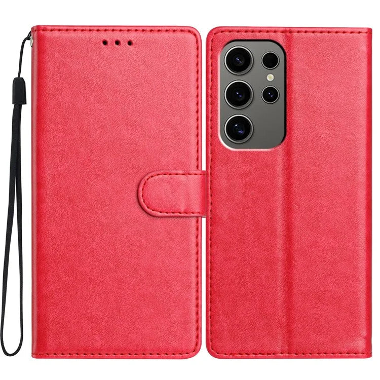 For Samsung Galaxy S23 Ultra Leather Phone Case Wallet Stand Cover with Handy Strap