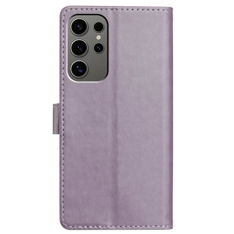 For Samsung Galaxy S23 Ultra Leather Phone Case Wallet Stand Cover with Handy Strap