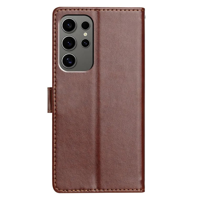 For Samsung Galaxy S23 Ultra Leather Phone Case Wallet Stand Cover with Handy Strap