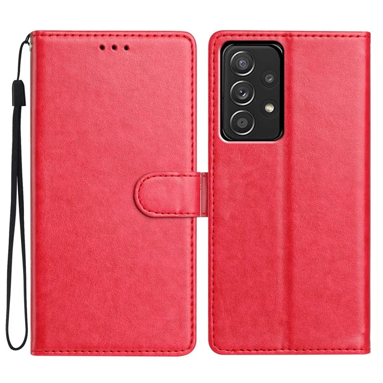 For Samsung Galaxy A73 5G Leather Phone Case Wallet Stand Cover with Handy Strap