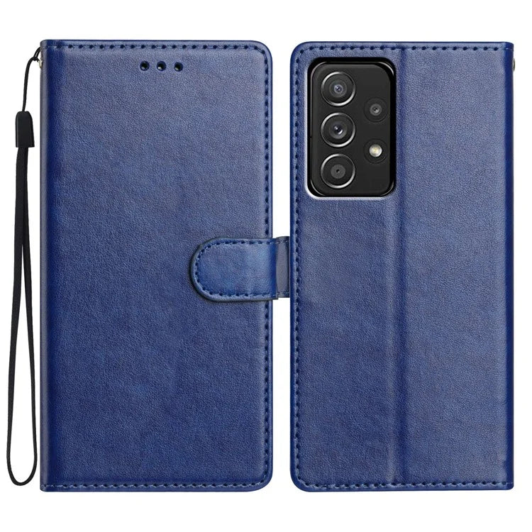 For Samsung Galaxy A73 5G Leather Phone Case Wallet Stand Cover with Handy Strap