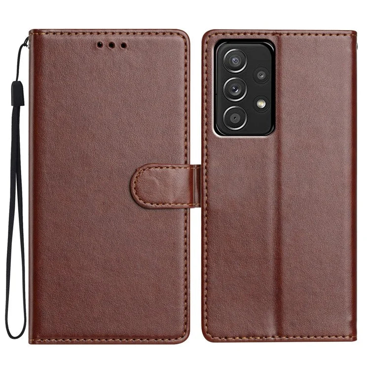 For Samsung Galaxy A23 5G (Global Version) Leather Phone Case Wallet Stand Cover with Handy Strap