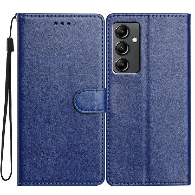For Samsung Galaxy A14 4G  /  5G Leather Phone Case Wallet Stand Cover with Handy Strap