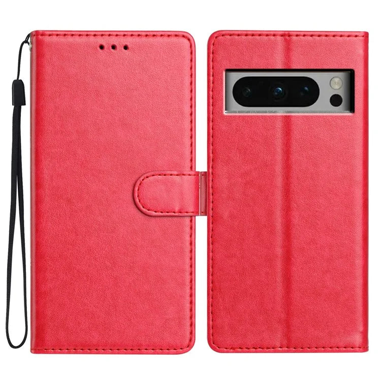 For Google Pixel 8 Pro Leather Phone Case Wallet Stand Cover with Handy Strap