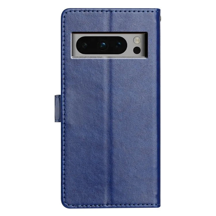 For Google Pixel 8 Pro Leather Phone Case Wallet Stand Cover with Handy Strap
