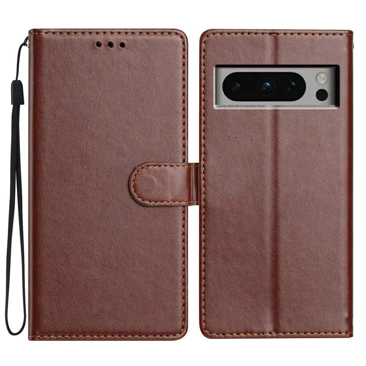 For Google Pixel 8 Pro Leather Phone Case Wallet Stand Cover with Handy Strap
