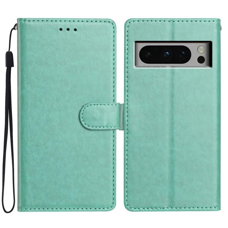 For Google Pixel 8 Pro Leather Phone Case Wallet Stand Cover with Handy Strap