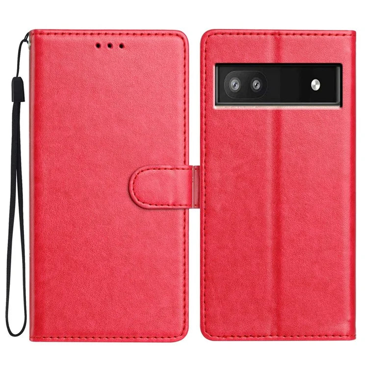 For Google Pixel 8a Leather Phone Case Wallet Stand Cover with Handy Strap