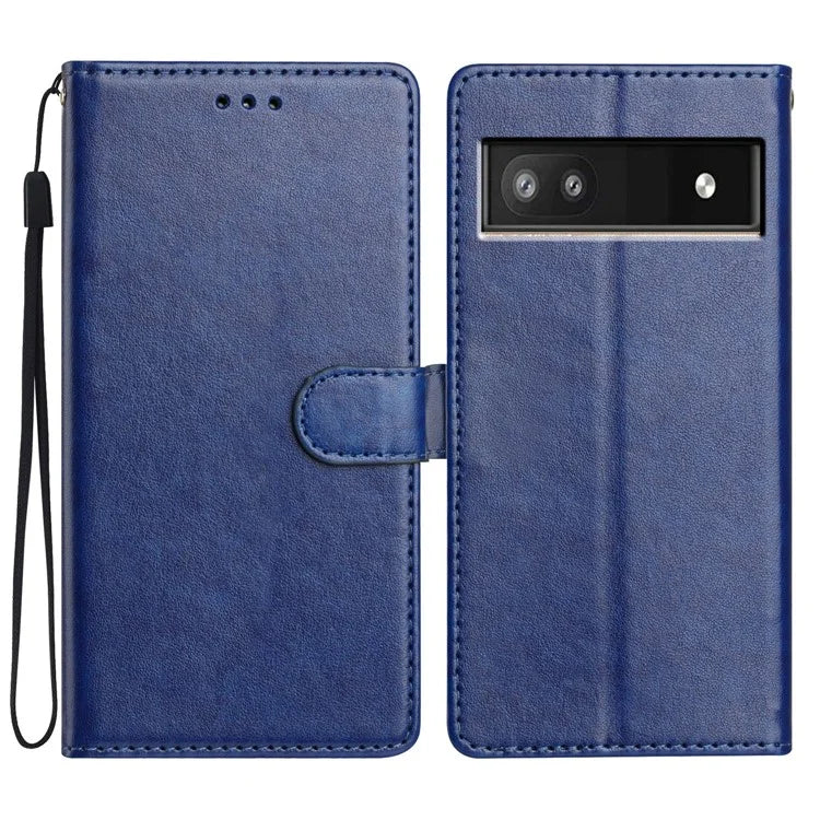 For Google Pixel 8a Leather Phone Case Wallet Stand Cover with Handy Strap