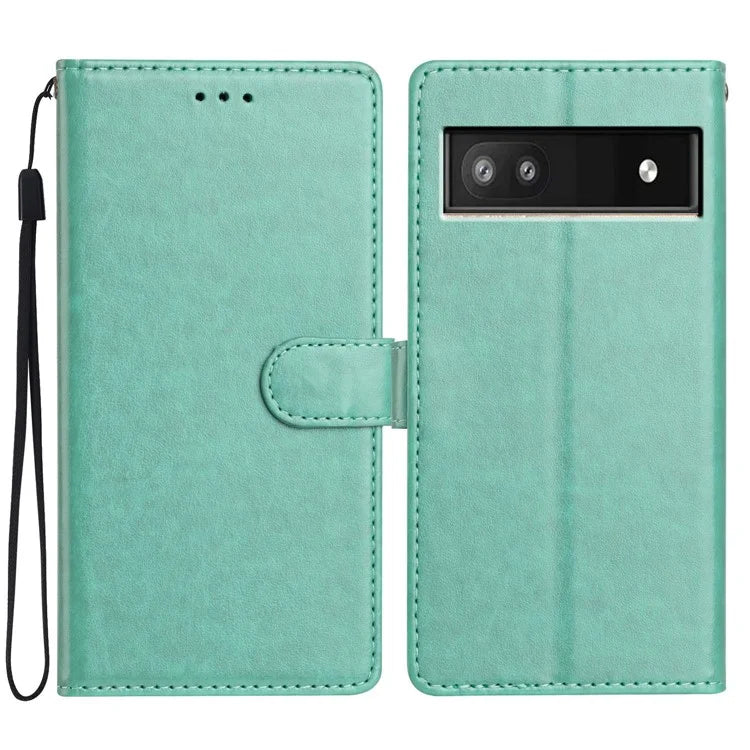 For Google Pixel 8a Leather Phone Case Wallet Stand Cover with Handy Strap