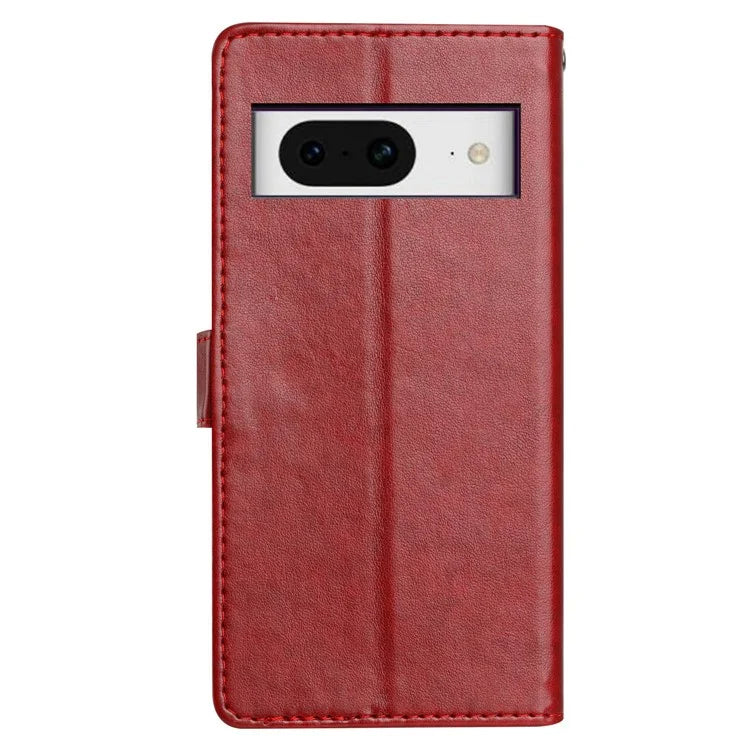 For Google Pixel 8 Leather Phone Case Wallet Stand Cover with Handy Strap