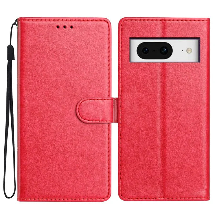For Google Pixel 8 Leather Phone Case Wallet Stand Cover with Handy Strap