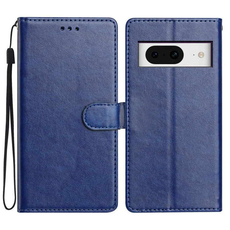 For Google Pixel 8 Leather Phone Case Wallet Stand Cover with Handy Strap