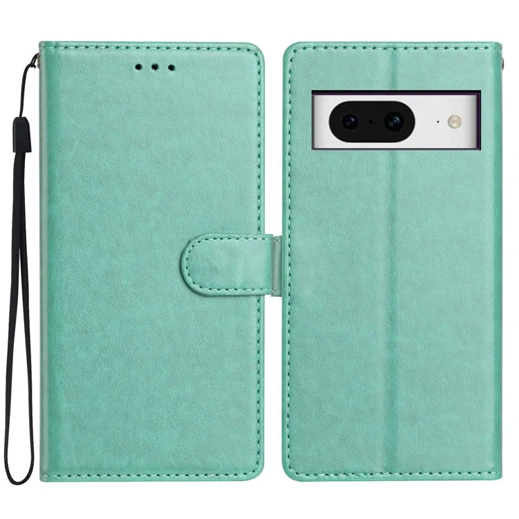 For Google Pixel 8 Leather Phone Case Wallet Stand Cover with Handy Strap