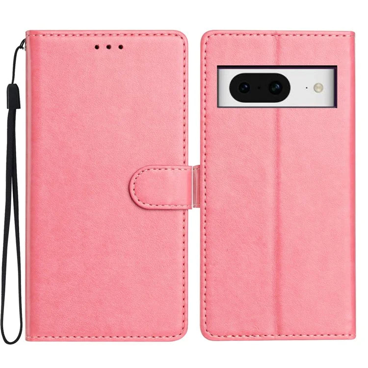 For Google Pixel 8 Leather Phone Case Wallet Stand Cover with Handy Strap
