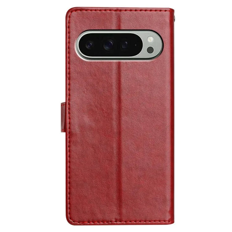 For Google Pixel 9 Pro  /  Pixel 9 Leather Phone Case Wallet Stand Cover with Handy Strap