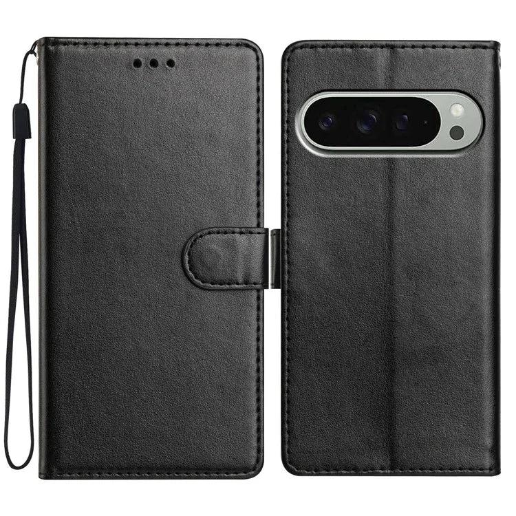For Google Pixel 9 Pro  /  Pixel 9 Leather Phone Case Wallet Stand Cover with Handy Strap