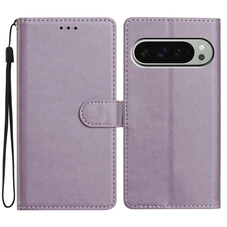 For Google Pixel 9 Pro  /  Pixel 9 Leather Phone Case Wallet Stand Cover with Handy Strap