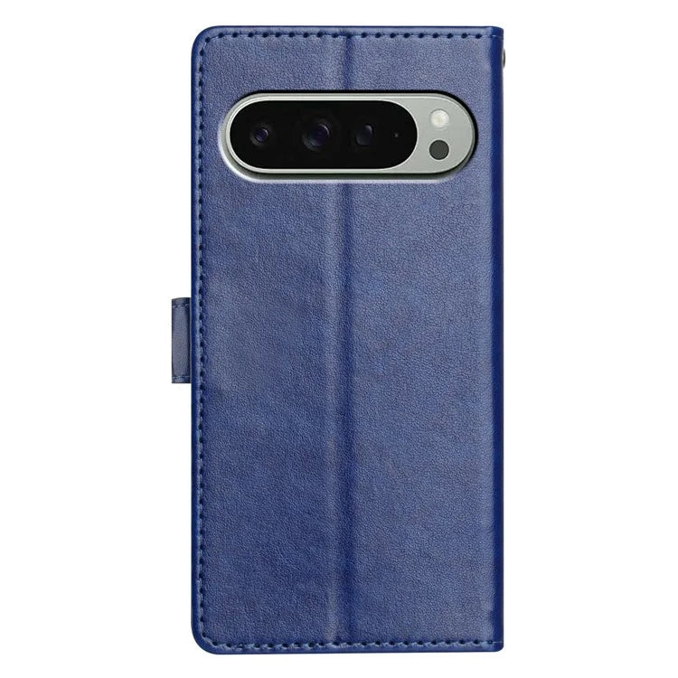 For Google Pixel 9 Pro  /  Pixel 9 Leather Phone Case Wallet Stand Cover with Handy Strap