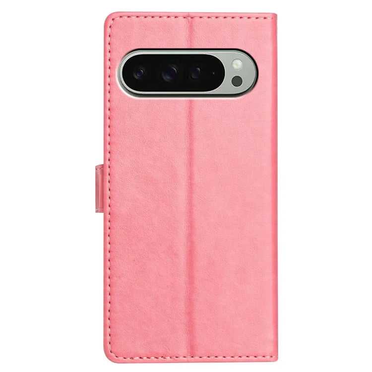 For Google Pixel 9 Pro  /  Pixel 9 Leather Phone Case Wallet Stand Cover with Handy Strap