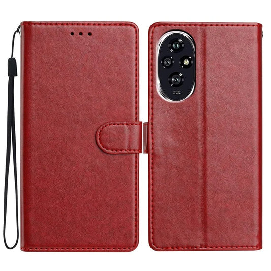 For Honor 200 5G Leather Phone Case Wallet Stand Cover with Handy Strap