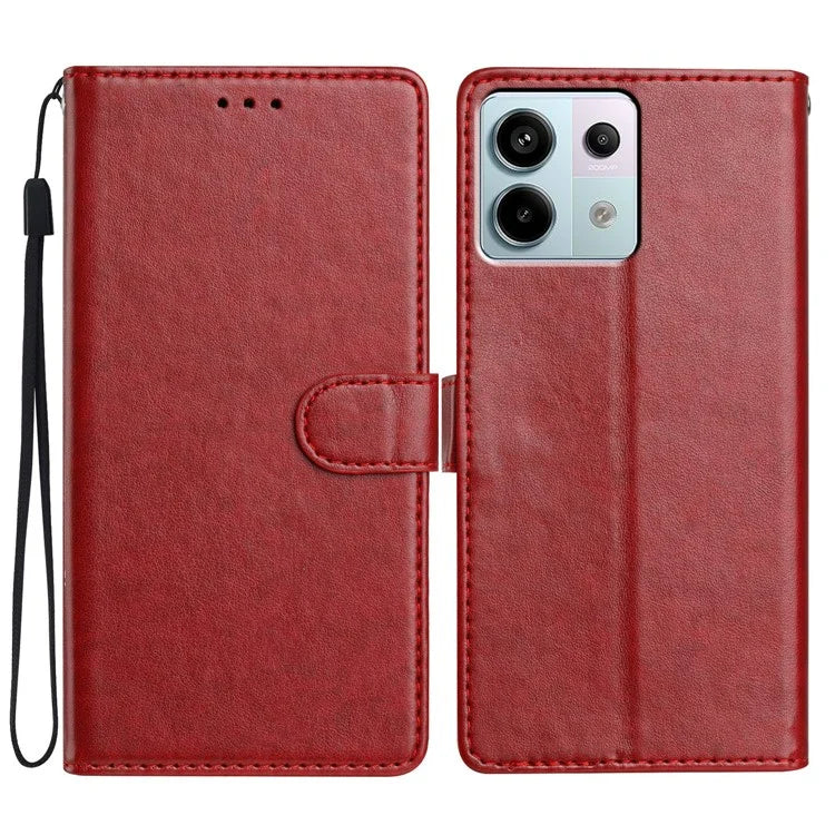 For Xiaomi Redmi Note 13 Pro 5G  /  Poco X6 5G Leather Phone Case Wallet Stand Cover with Handy Strap